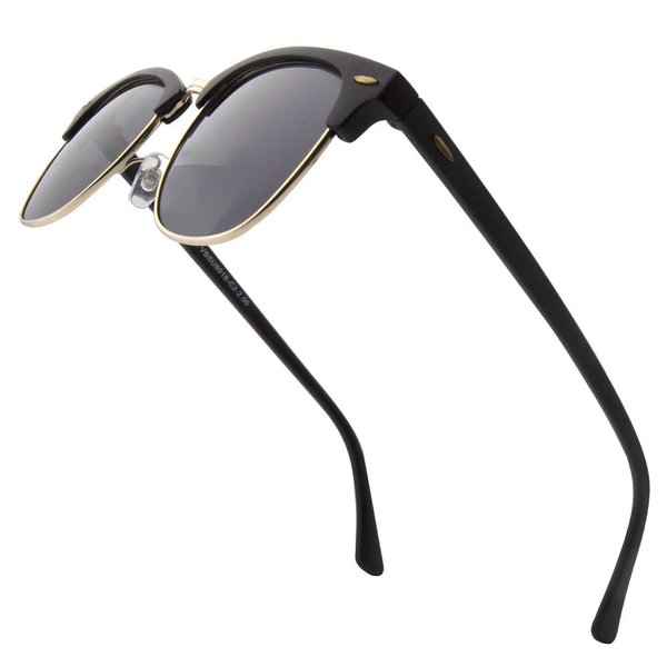 VITENZI Bifocal Sunglasses for Men and Women Semi Rimless Browline Reading Readers - Tivoli in Matte Black 2.75