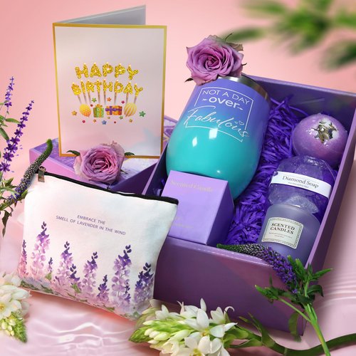Birthday Gifts for Women, Mom Birthday Gifts, Happy Birthday Gift for Her, Unique Women's Birthday Gift for Best Friends, Sister, Daughter, Happy Birthday Card, Bath Relaxing Spa Gift Basket