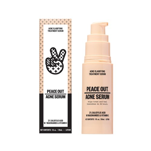 Peace Out Skincare Acne Serum. Daily Multi-Benefit Face Serum with 2% Salicylic Acid to Target Pimples, Zits, Blemishes and Breakouts, For Clearer-Looking Skin, 1 fl oz
