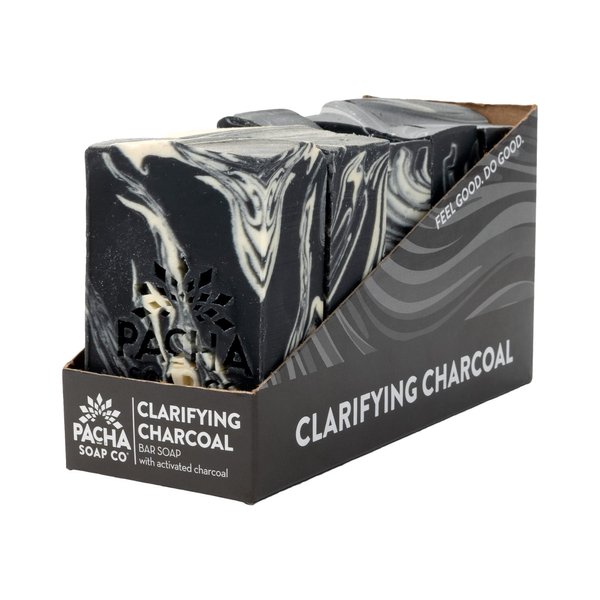 Pacha Clarifying Charcoal Bar Soap 5 Pack | Premium, Handcrafted Soap with Activated Charcoal and Essential Oils | Use as a Natural Face Wash, Hand Soap, Body Wash | Activated Charcoal Soap | 4 oz