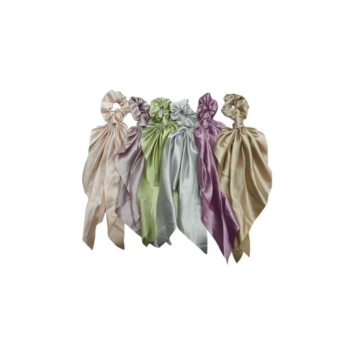 Silk Hair Scarf Scrunchies: 6-Piece Set With Elegant Satin Bow Eng Colors Accents For Versatile Styling Options