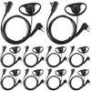 TENQ® D Shape Earpiece Headset PTT for Two Way Radio Walkie Talkie 2 Pin Motorola (10 Packs)