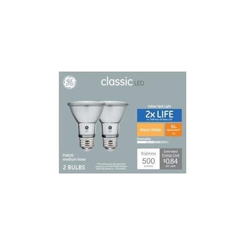 GE Classic 50-Watt EQ LED Par20 Warm White Dimmable Spotlight Bulb (2-Pack)