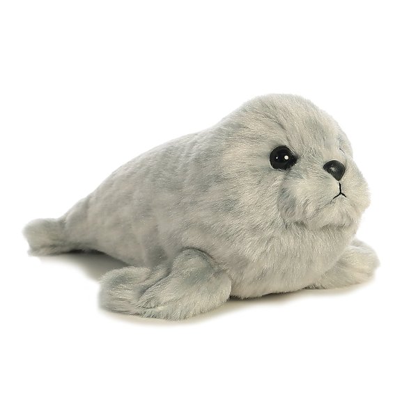 Aurora® Adorable Mini Flopsie™ Harbor Seal Stuffed Animal - Playful Ease - Timeless Companions - Gray 8 Inches