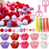 Maxcheck 186 Pcs Valentine's Fine Motor Skills Toys Sensory Bin Filler Include 150 Plush Balls 10 Sorting Bowls 4 Tweezers 2 Scissors Clips 20 Resin Beads for Early Education Sorting Counting Training
