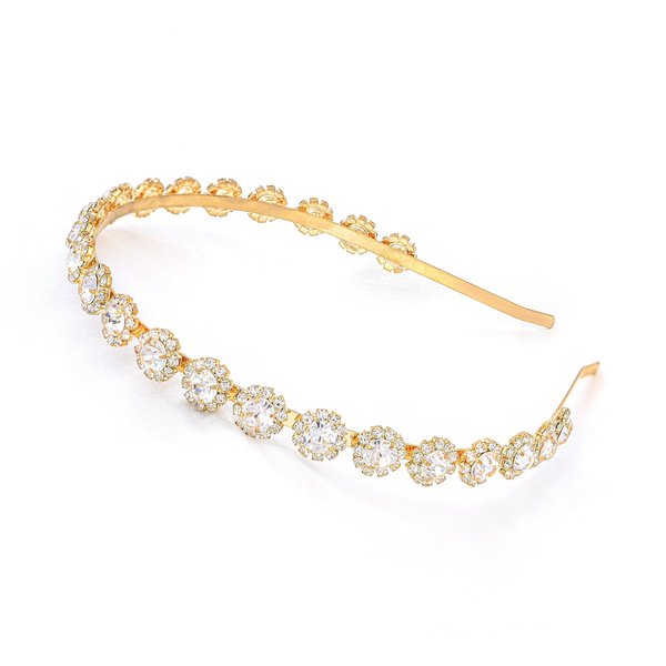 Ammei Headpiece Bridal Headpiece Wedding Headband with Crystal and Hair Accessories (Gold)