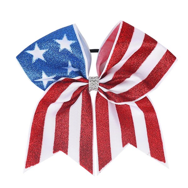 4th of July Cheer Bows Fourth of July Accessories Patriotic Red White and Blue Bow Hair Accessories Memorial Day Hair Bow Hair Scrunchies for Women Flag Design Accessories Party Supplies 1Pcs