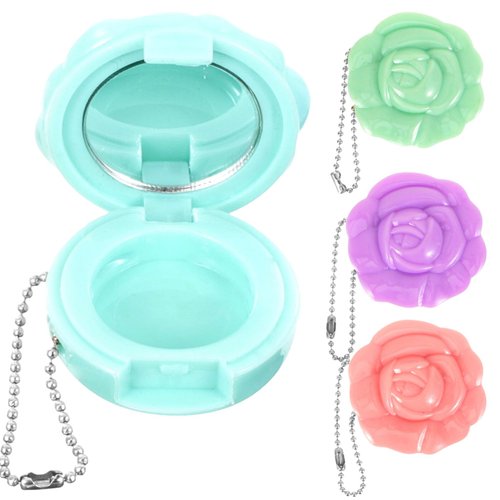 FRCOLOR Empty Eyeshadow Palette 4Pcs Rose Shaped Lipstick Case with Mirror Refillable Mini Makeup Box Travel Cosmetics Container Sample Beauty Jars for Powder，Blush, Eye Shadow, Loose Powder