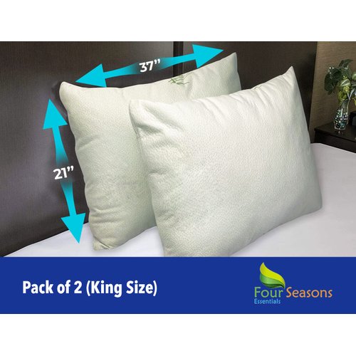 King Size Waterproof Pillow Protectors (Set of 2) -Bamboo Viscose Pillow Cover Hypoallergenic Dust Proof Zippered Encasement