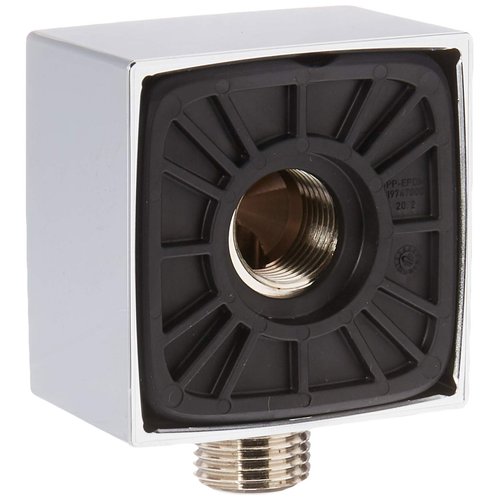 hansgrohe FixFit Handheld Shower Wall Outlet 1/2-inch Thread Connection Square Modern Flush Mount in Chrome, 26455001