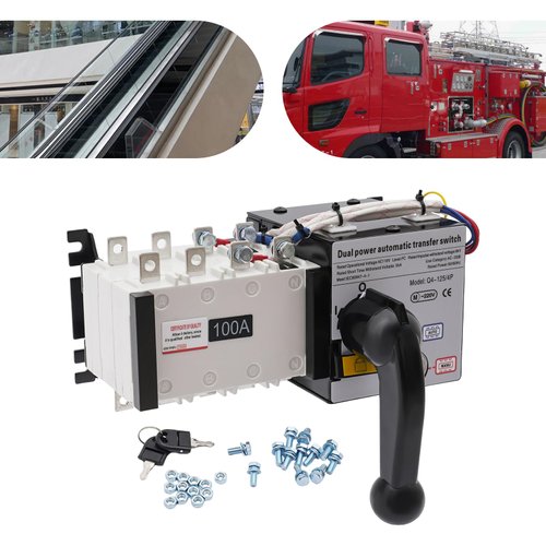 Dual Power Automatic Transfer Switch 4P 100A ATS Dual Power Generator Changeover Switch 110V Mini Electrical Selector Switches 3C Rated Voltage Range: 37V-440V