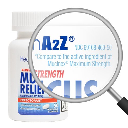 HealthA2Z® Mucus Relief | Guaifenesin 1200 mg | 50 Tablets | Maximum Strength | 12 Hour | Expectorant | Relieves Chest Congestion | Thins and Loosens Mucus (50 Tablets)
