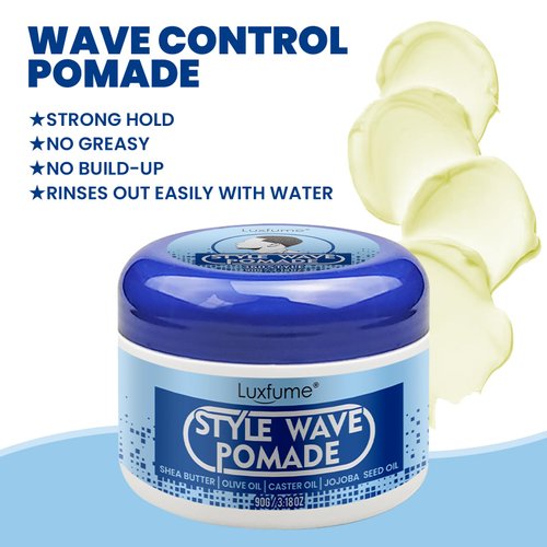 Luxfume Wave Pomade for Men，Wave Butter for 360 Wave Training and Wolfing, Natural Wave Butter Cream with Shea Butter and jojoba seed oil for Layered Waves, Moisture, Control and Silky Shine