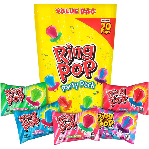 Ring Pop Bulk Easter Candy Lollipop Variety Party Pack - 20 Count Lollipops w/ Assorted Flavors - Candy For Party Favors, Easter Egg Hunt, Easter Basket Stuffers, Gift Exchange