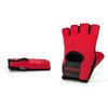 Contraband Black Label 5050 Mens Basic Leather Fingerless Weight Lifting Gloves - Durable Light - Medium Padded Split Leather Gym Gloves - Perfect Classic Lifting Gloves (Pair) (Red, Medium)