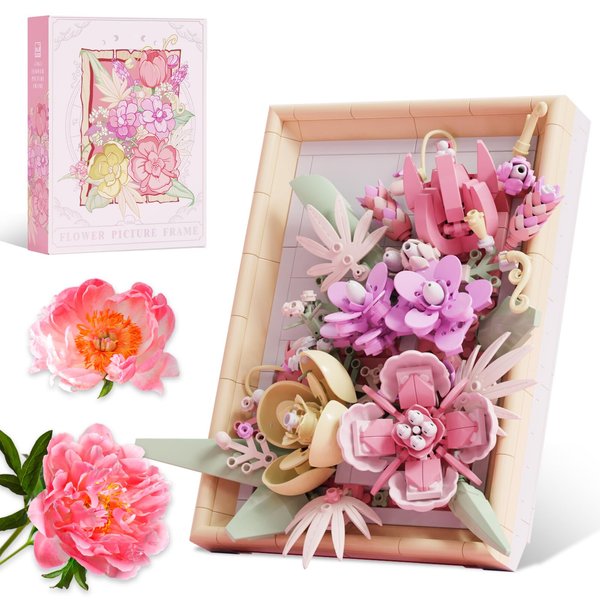 YEECHAO Flowers Building Set for Adults, Compatible with Lego Flowers Roses Plants Picture Frame, Botanical Collection Wall Art Home Office Decor, Ideas Gift Building Toy for Boys Girls (656 PCS)