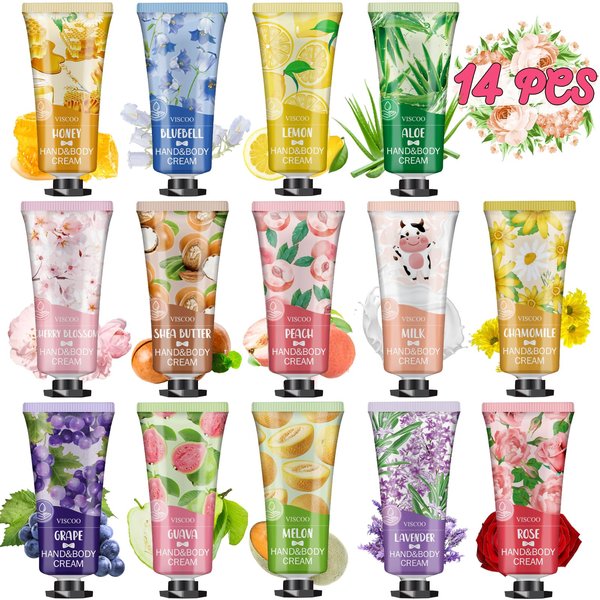 VISCOO 14 Pack Hand Cream Gifts Set For Women,Mothers Day Gifts for Mom,Teacher Appreciation Gift,Nurse Week Gift,Bulk Hand Lotion Travel Size for Dry Cracked Hands,Mini Hand Lotion Hand Care Cream