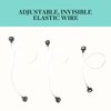 DOORES Black Invisible Elastic Wire for Wire Hair Extensions 3pcs 18.5cm 20.5cm 25.5cm Secret Adjustable Fish Line with 2 Stainless Steel Clips