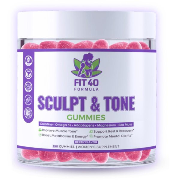 Fit40 Formula™️ Sculpt & Tone Gummies - Advanced Fitness Supplement for Women Over 40 with Creatine, Magnesium, Tart Cherry, Sea Moss, and More - Natural Muscle Tone & Energy Support - 150 Gummies