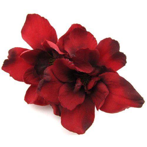 Double Romantic Red Apple Blossom Silk Flower Hair Clip with Teeth