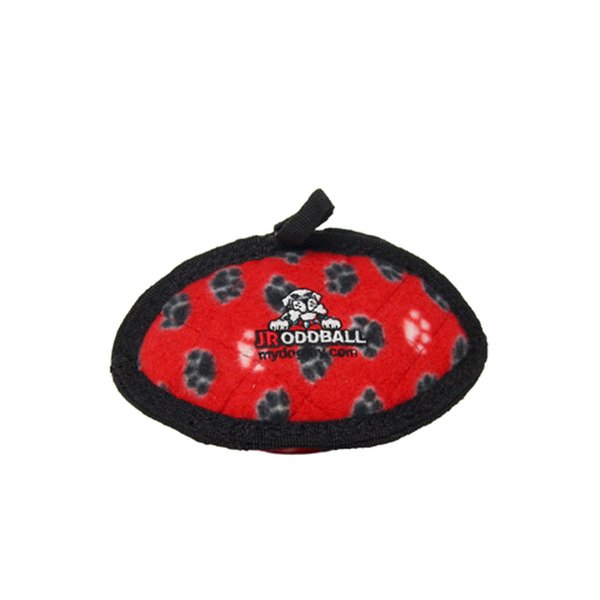 TUFFY - World's Tuffest Soft Dog Toy-Jr Odd Ball- Red Paw -Multiple Layers. Made Durable, Strong & Tough. Interactive Play (Tug, Toss & Fetch). Machine Washable & Floats.