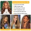 WOWQUEEN Ombre Lace Front Wig Human Hair 4/27 Highlight Honey Blonde 13x4 HD Transparent Lace Front Wigs Human Hair Pre Plucked Colored Glueless Body Wave Frontal Wigs for Women 180% Density 24 Inch