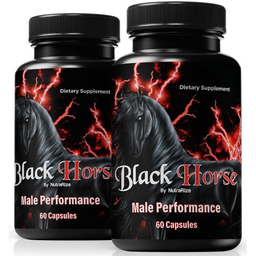 (2 Pack) Black Horse for Men, Official BlackHorse Pills with Natural Ingredients To Support Male Performance, Energy and Endurance, Premium East-To-Swallow Formula, Just Take 2 Daily (120 Capsules)