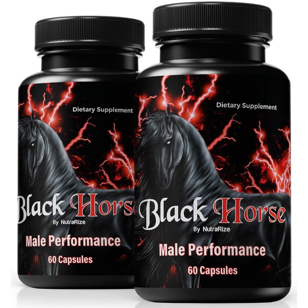 (2 Pack) Black Horse for Men, Official BlackHorse Pills with Natural Ingredients To Support Male Performance, Energy and Endurance, Premium East-To-Swallow Formula, Just Take 2 Daily (120 Capsules)