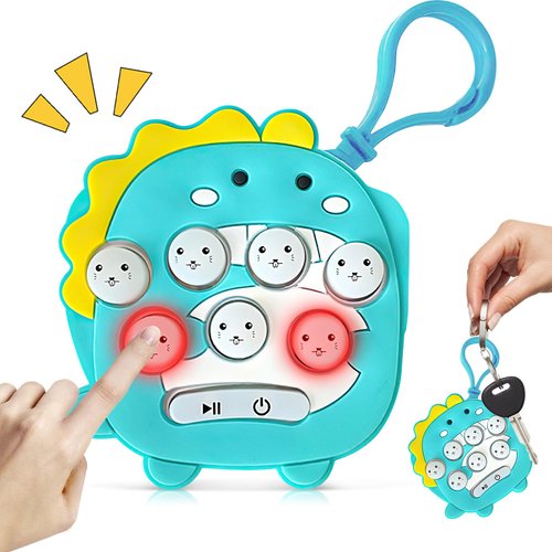 Cartoon Whack a Mole Game Toy, Keychain Fidget Fast Push Game Console, Adult Fidget Toys, Handheld Game for Kids Light Up Fidget Toy, Stuffed Holiday Party Favors（Green）