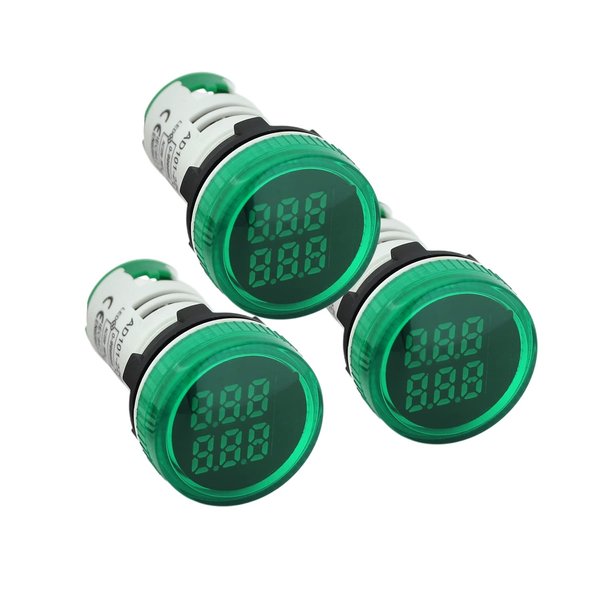 Digital Led Display Indicator Light Counter 22mm, Measuring Range 0-99999, Signal Light for Mount Panels - AD101-22CT Model, Circle Panel, Green (3 Pack)