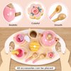 BUYGER Pretend Play Princess Tea Party Set for 3 4 5 6 + Year Old Wooden Kitchen Play Food Accessories Sets Gifts for Toddler Little Girls Boys Age 3-5