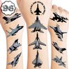 8 Sheets (96PCS) Fighter Jet Temporary Tattoos Themed Birthday Party Supplies Decorations Favors Stickers For Kids Boys Girls Gifts Classroom School Prizes Rewards