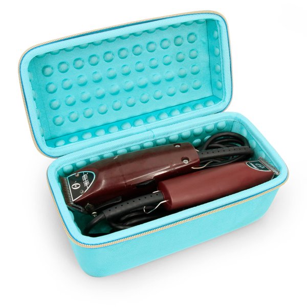 CASEMATIX Clipper Case Holds Up to 3 Clippers, Hair Buzzers, Trimmers or T-Finisher Up to 8.5" - Travel Barber Case For Your Clipper, Stylist, Hairstylist and Salon Hair Cutting Supplies, Turquoise
