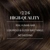 YoungSee 150G Clip in Hair Extension Real Human Hair Balayage Hair Extensions Clip ins Dark Brown Mix Medium Brown Highlights Brown Balayage Thick Human Hair Clip in Extensions 22Inch 7Pcs