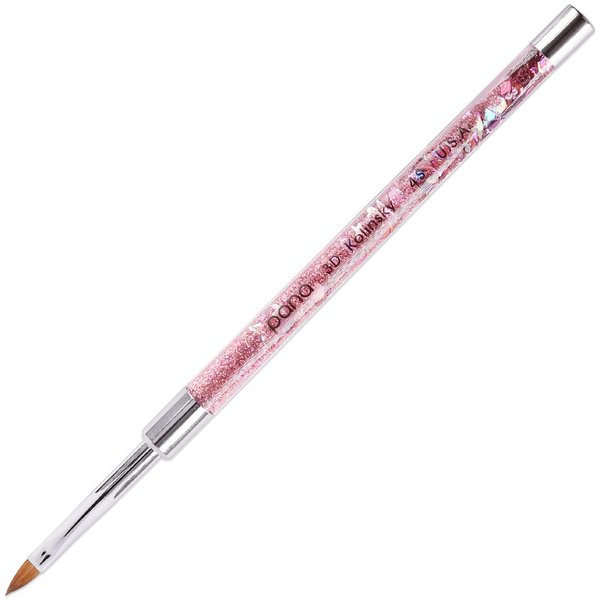 PANA 3D Kolinsky Nail Art Brush - Pink Glitter Handle, Size 4 - Acrylic Nail Art Sculpture Brush for Manicures Pedicure Salon Professional or Beginner