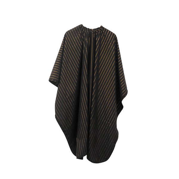 Barber Strong The Barber Cape Haircut Cover for Men, Hair Repelling and Static-Reducing Material, Flexible Elastic Neckband, Water Resistant Fabric, Oversized for Complete Coverage - Gold Pinstripe