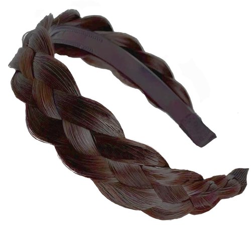 Denlydom Headband 4 Strands Synthetic Hair Plaited Headband Braid Braided With Teeth Hair Band Beauty accessory Stretch Braid Headbands Hairpiece for Women (Dark brown)