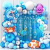 Winrayk Under the Sea Party Decorations Ocean Theme Birthday Supplies Blue Balloon Arch Fringe Curtain Bubble Garland Ocean Animals Print Balloon Kids Pool Beach Party Ocean Birthday Party Decorations