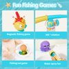 Bath Toys for Kids Ages 1-3 - Water Table Toys Set Magnetic Fishing Toy with Fishing Rod, Spinning Octopus & 2 Balls, Fishing net and Storage Bag, Fishing Games Water Pool Toys for Toddlers 1-3