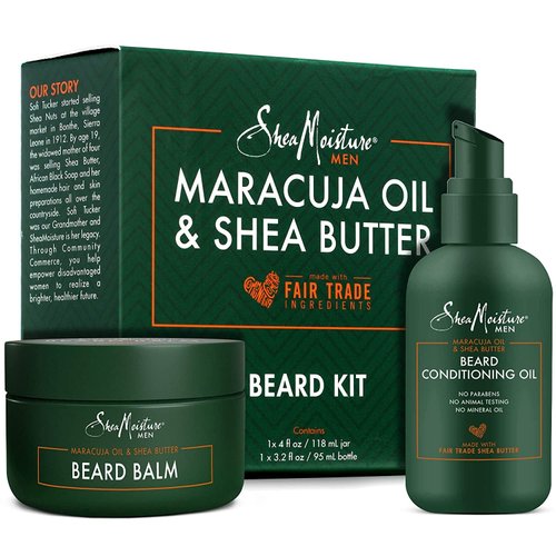SheaMoisture Beard Oil & Beard Balm - Beard Kit for Men w/Maracuja & Fair Trade Organic Shea Butter, Dry Beard Oil, Softener & Conditioner (2 Piece Set)
