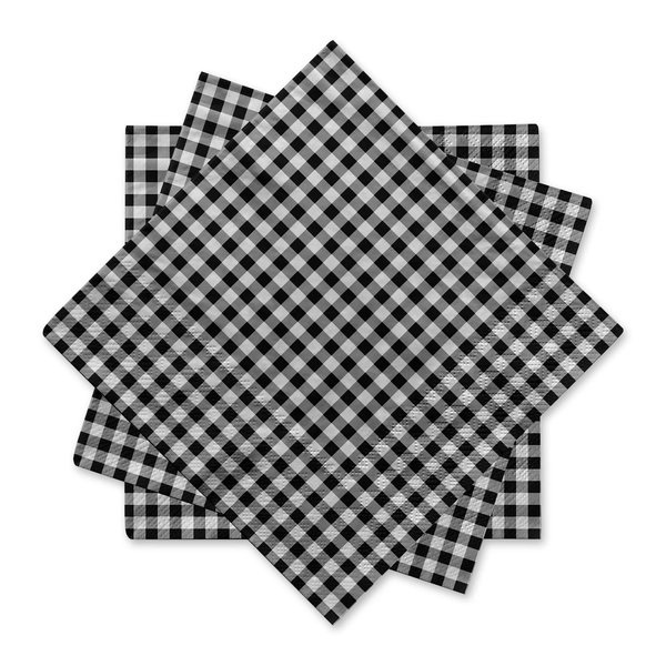 Gatherfun Disposable Paper Napkins Black and White Gingham for Dinner Picnic and Parties (Pack of 50)
