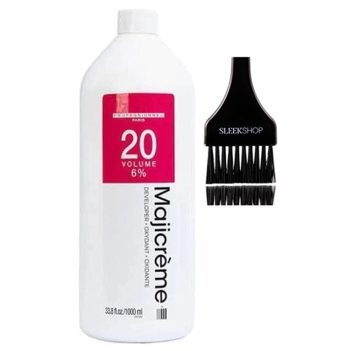 emulate SIeekshop Comb + M𝐚j𝐥c𝐫eme for M𝐚j𝐥𝐫e𝐥 Developer Activator Oxidant, 20 Volume / 6% (w/Medium Black Tint Applicator Brush) Sheer Light Cream MicroLight Hair Color -