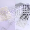 12 Sheets English Letters Number Nail Art Stickers 3D&5D Old Retro Alphabet Gold Silver Black White Nail Decals with Manicure Tools DIY Manicure Decoration for Women&Girls Nail Salon (AZ04-12)