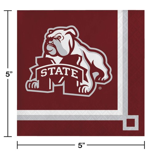 20-Count Paper Beverage Napkins, Mississippi State Bulldogs