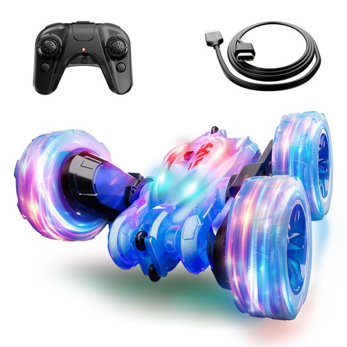 Remote Control Car,RC Cars Fun Light,40Min Playtime, 360 Flips Rotating RC Stunt Cars,2.4Ghz All Terrain Toys for Kids 4-7,8-12 Years Old,Xmas Birthdays Gifts Toy Car for Boys Girls (Blue)