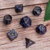 Metallic Glitter Stripes D&D Dice Set,7 PCS Polyhedral Dice Set with Gift,RPG Metal Dice Set Dungeons and Dragons Tabletop Game (Black Nickel Sapphire Blue)