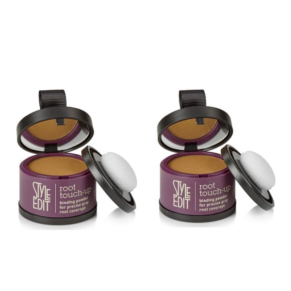 Root Touch Up Powder by Style Edit | Cover Up Hair Color for Grays and Roots | Light Brown Mineral Infused Binding Hairline Powder - 2 Pack