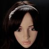 Bridal Tiara Headband Silver Crystal Double Band With Side Floral Detail