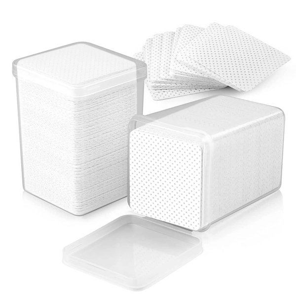 400 PCS Lash Extension Glue Wipes EBANKU Lint Free Glue Cleaning Cotton Pads for Eyelash Extensions Non Woven Nail Polish Remover Wipe Supplies - White