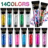 14 Colors Body Glitter, Face Glitter, Makeup Section Glitter Gel, Daylight Glitter Gel for Body, Face,Hair, Eyeshadow, Glitter for Festival, Rave, Party